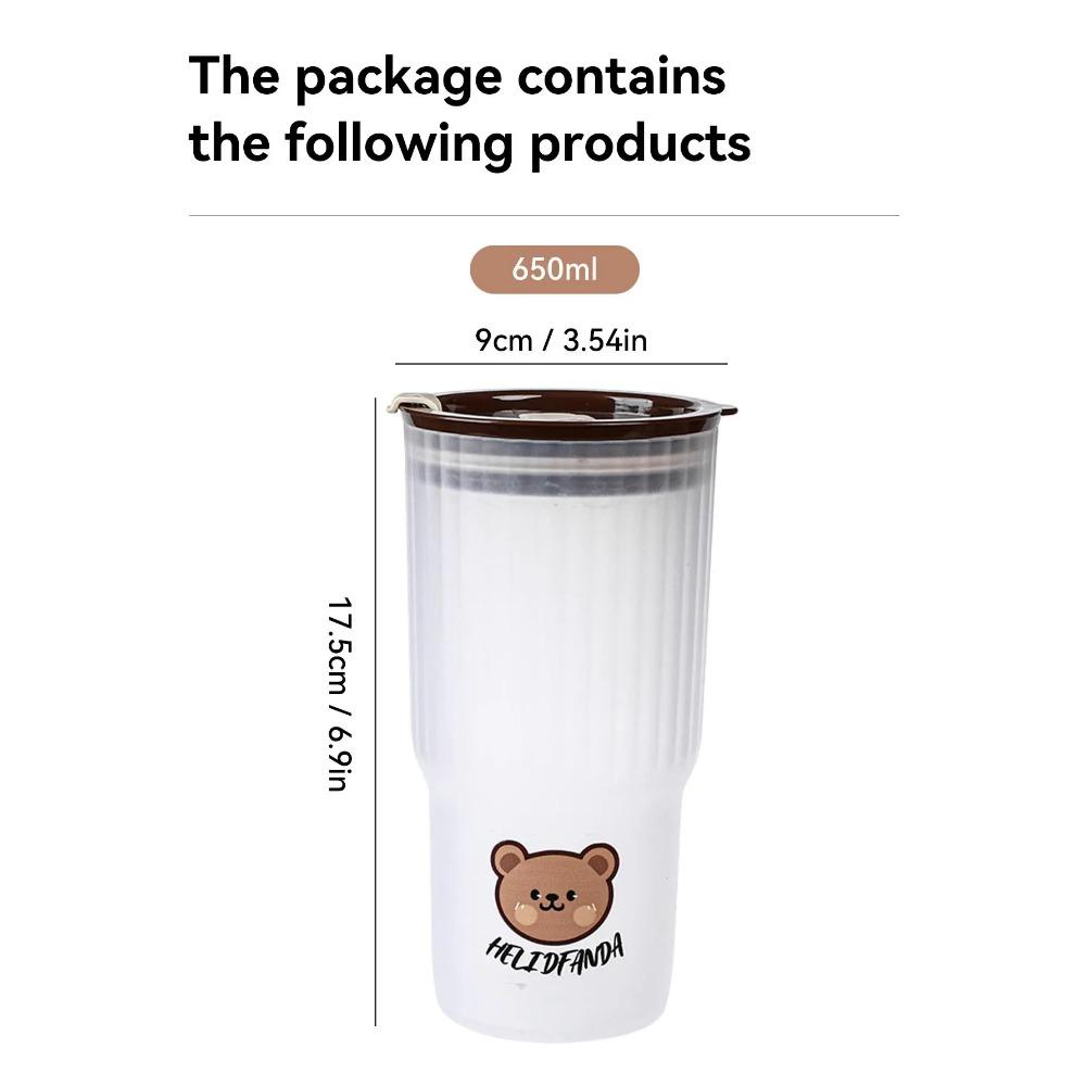 WORTHBUY 650ml Portable Plastic Water Cup Tumbler With Lid Travel Sport Heat-resisting Drinking Bottle Office Milk Coffee Cup