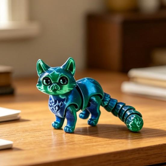 Yousheng 3D Printed Cat Figurine Movable Joints Kitten Figure Stress Relief Articulated Animal Fidget Toy Desktop Decoration Ornament Party