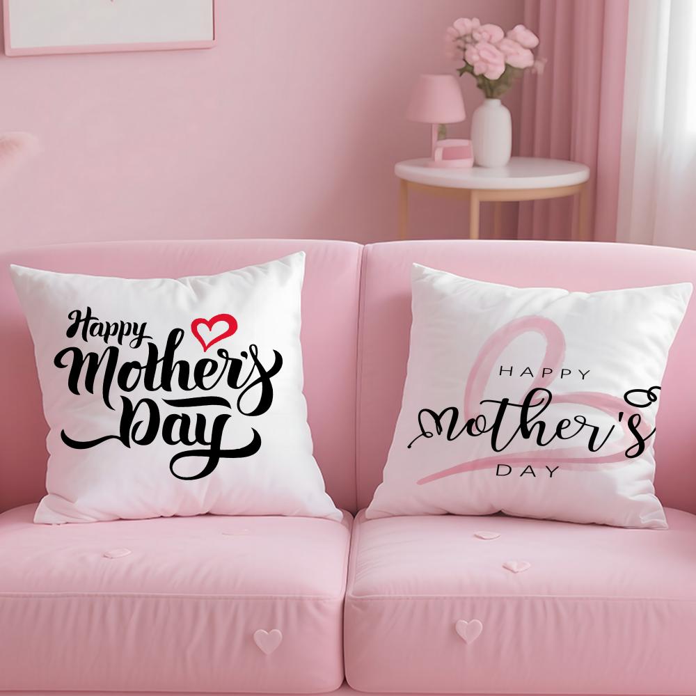 Mother'S Day Cushion Cover Plush Fabric Soft Double-Sided Printed Sofa Warm Winter Home Gift Pillow Case