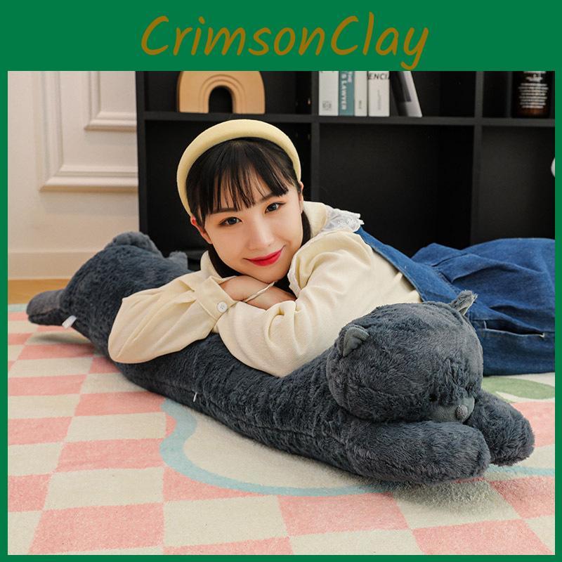 Blue Lazy Cat Long Plush Toy Pillow Soft Filling Home Decor Pp Cotton Gift Doll