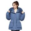 Women Winter Coat Thick Plush Furry Hooded Long Sleeves Pockets Drawstring Waist Zip-up Windproof Mid Length Overcoat Outdoor Outwear