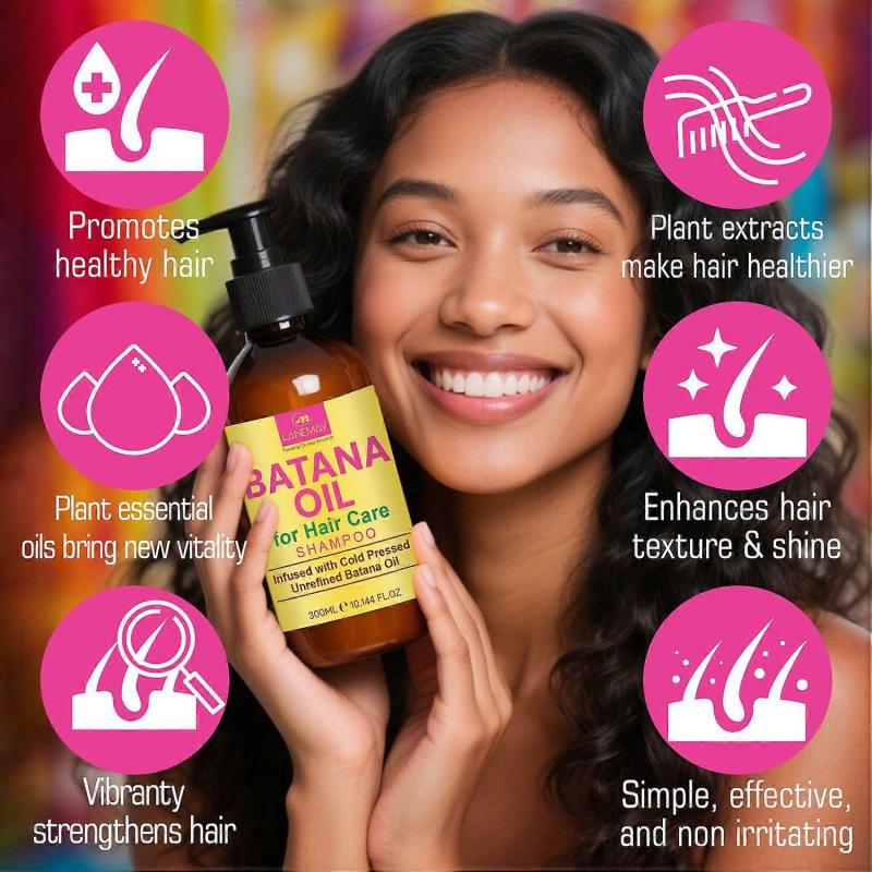 Batanaöl Shampoo und Spülung Set | Rohes Bio-Batanaöl für Haarwachstum | Klärende & Verdickende Behandlung für dünner werdendes Haar | 300ML*2