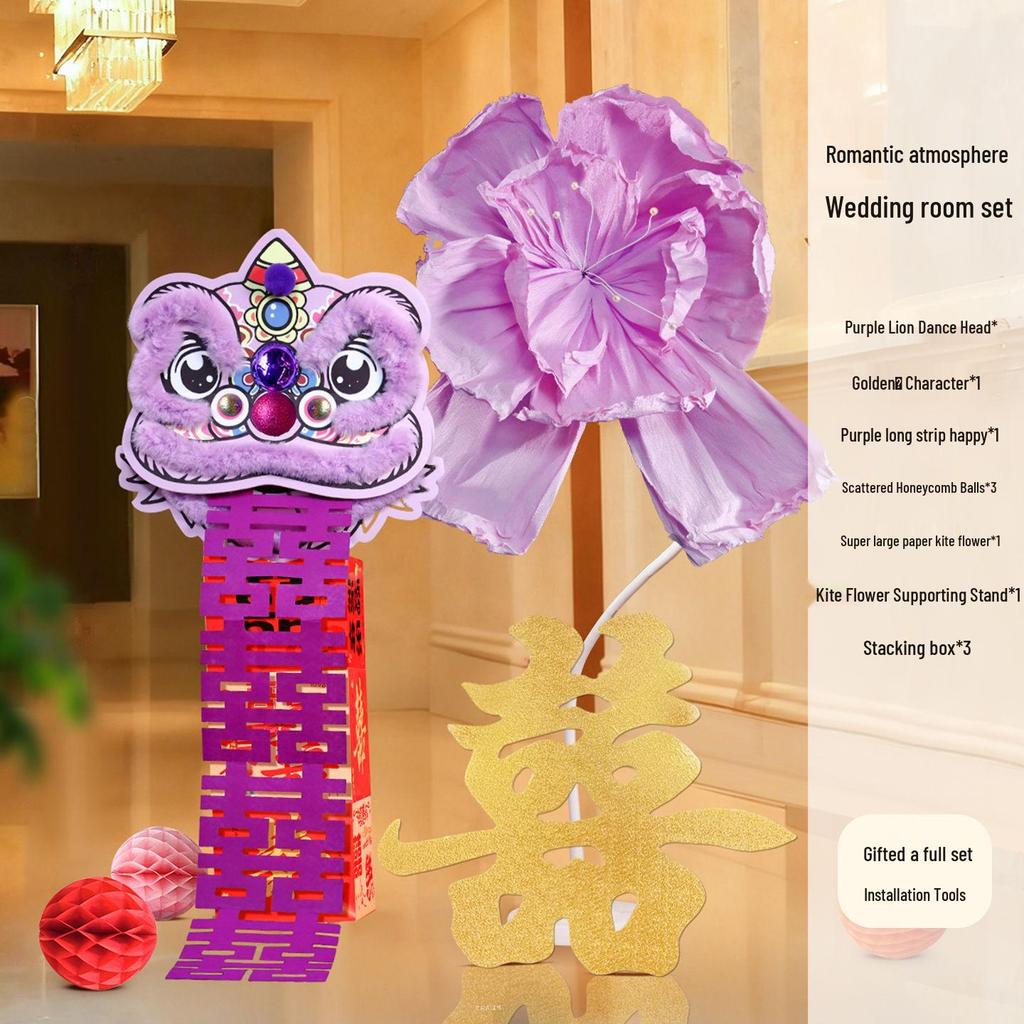 Wedding Decoration Set: Bride’s Bedroom, Living Room & Photography Props with Origami Lion Ornaments