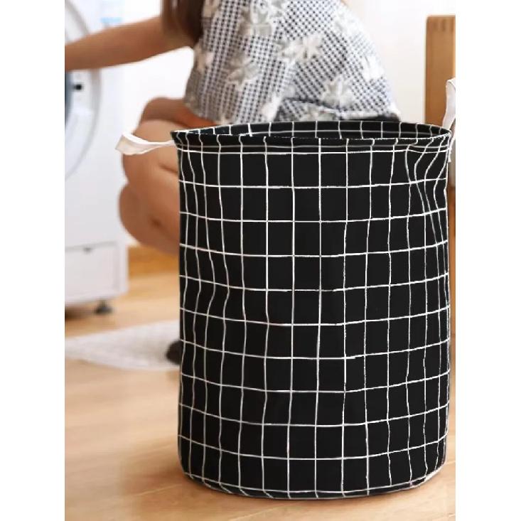 Household large fabric dirty clothes basket, toy storage bucket, cotton and linen dirty clothes basket, foldable and waterproof#