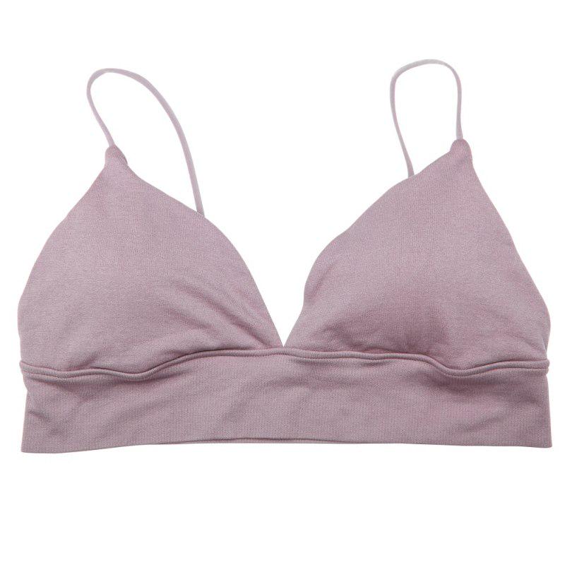 

Женский дышащий бесшовный бюстгальтер для йоги с мягкой подкладкой, эластичный однотонный бюстгальтер, топ S лавандовый