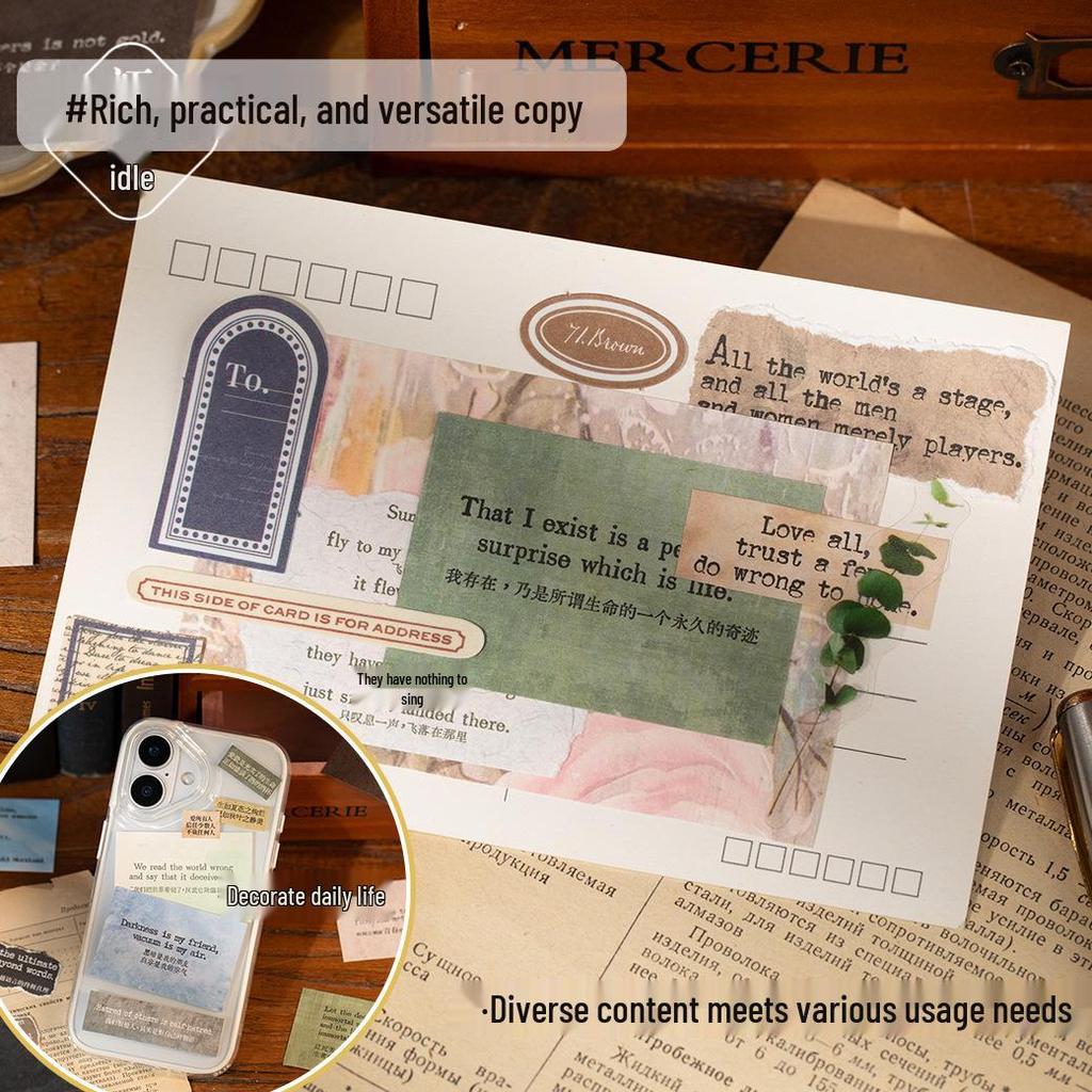 Yuxian Vintage Literary Series: 50 Sheets of English Poetry & Prose Decor in 4 Styles