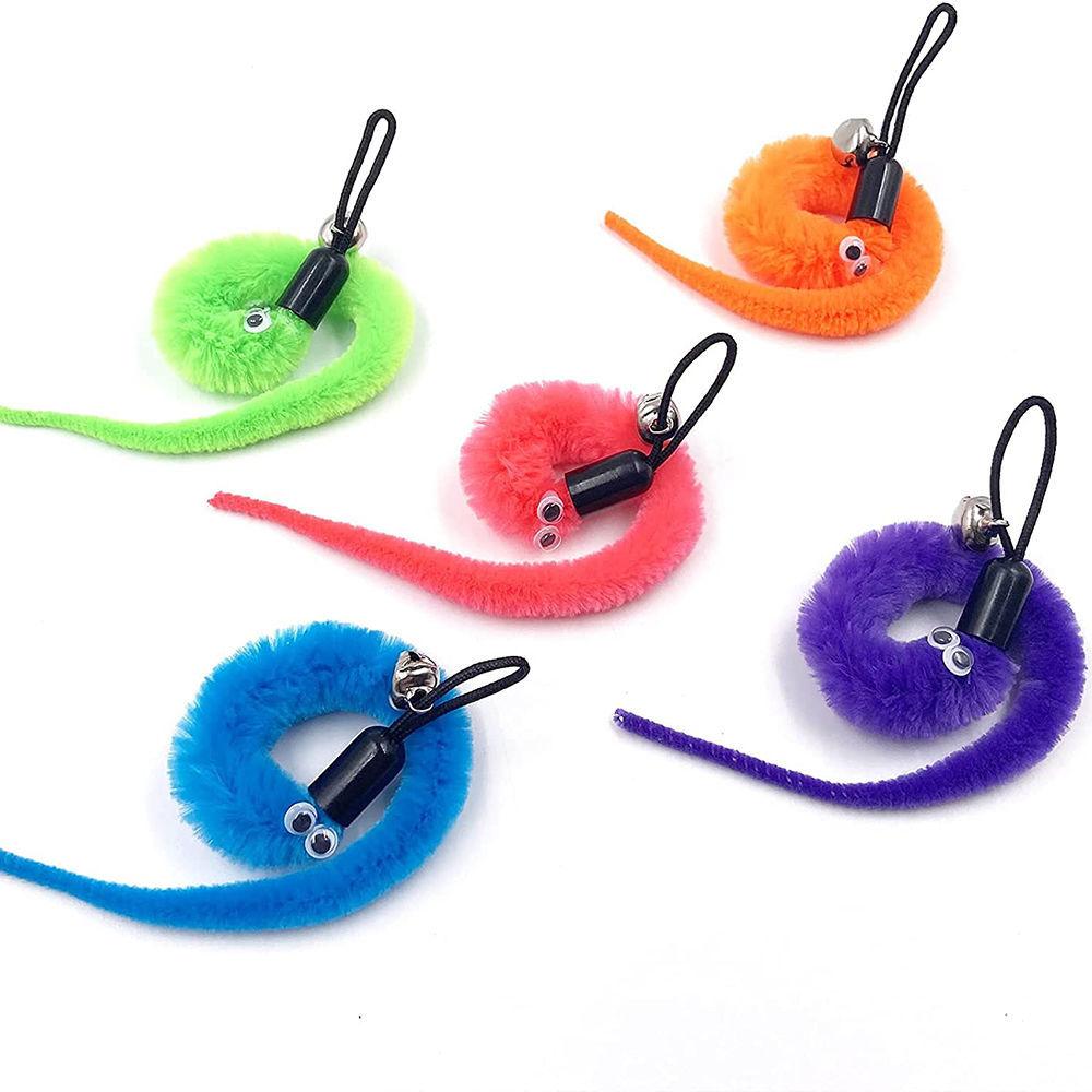 Cat Feather Toy Accessories False Mouse Worm Toy with Bell Kitten Cat Toys Interactive Replacement Refill Foam Ball Training