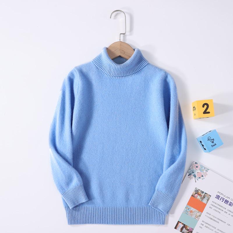 Children's 100% Pure Wool High Turtleneck Sweater - Autumn & Winter Pullover for Boys and Girls