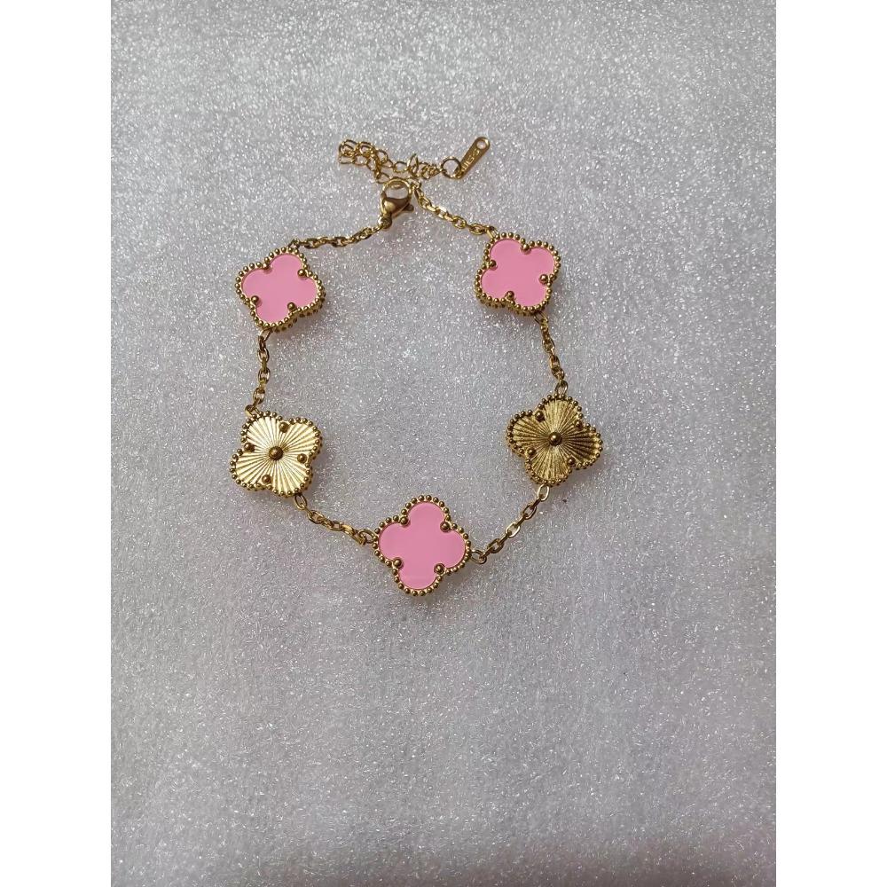 Fashion Lucky Four-Leaf Clover Bracelet Double-Sided Mother-of-Pearl Laser Flower 18K Versatile Women's Bracelet