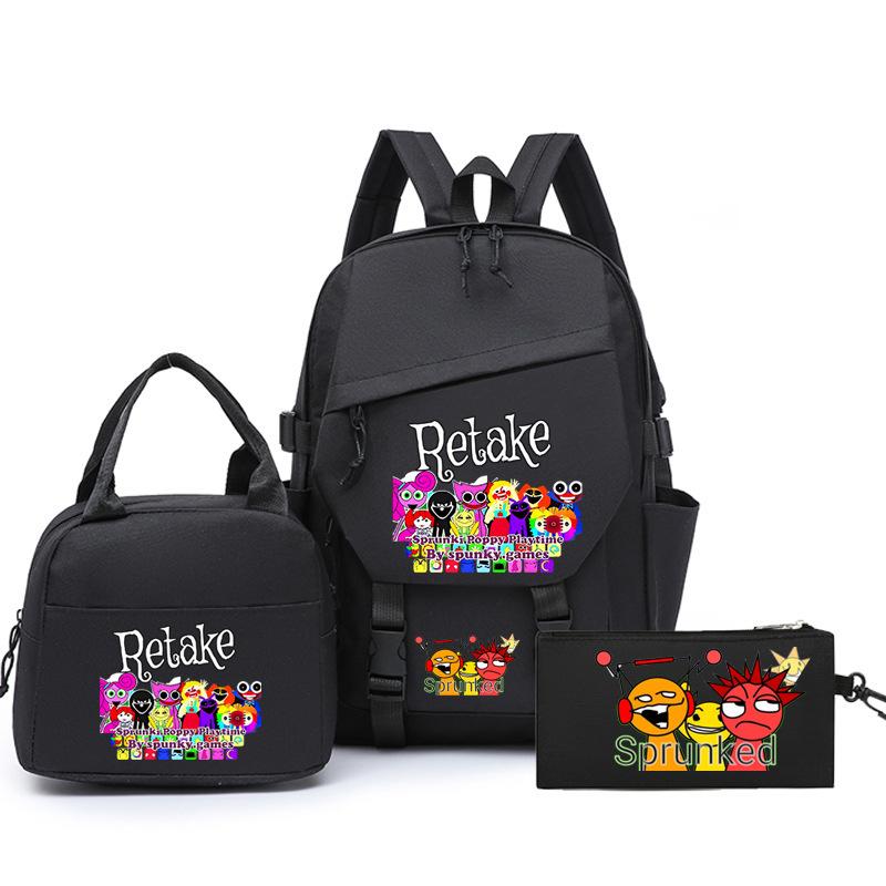 New rhythm box printed starry sky teen student schoolbag three-piece set men's and women's backpack