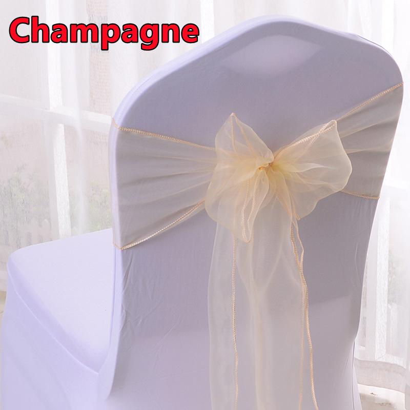 100-10PCS Wedding Chair Decoration Organza Chair Sashes Knot Bands Chair Bows For for Wedding Party Banquet Event Chair Decors