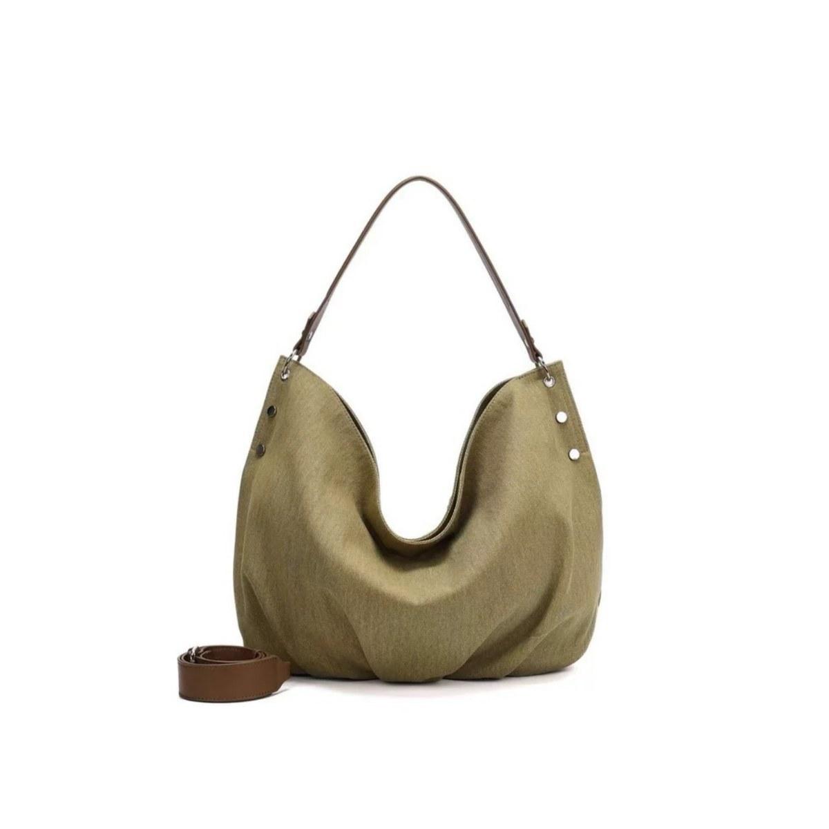 

Холщовая сумка-тоут большой вместимости, женская, в стиле ранней осени, простая, трендовая, легкая, универсальная, на плечо, мессенджер зелёный