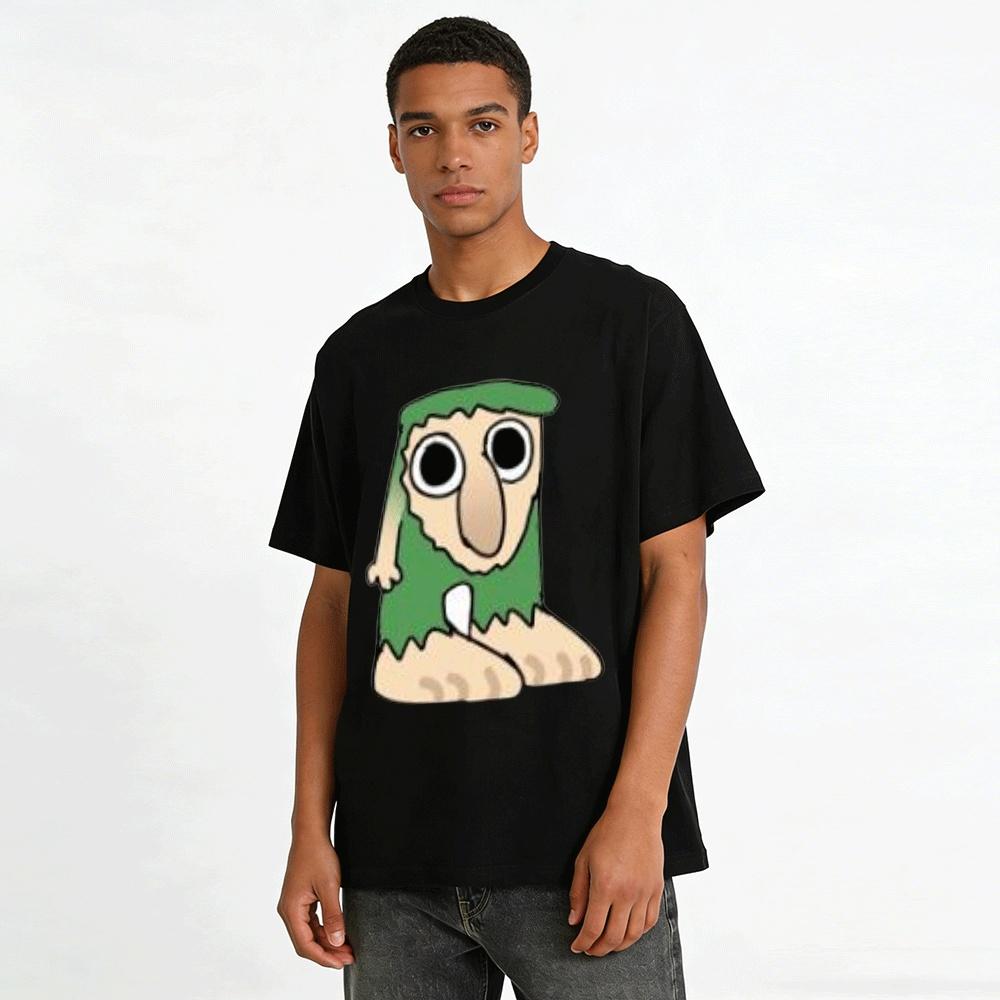 Funny Long Nose Green Cartoon Print Casual T-Shirt Pure Cotton T-shirt