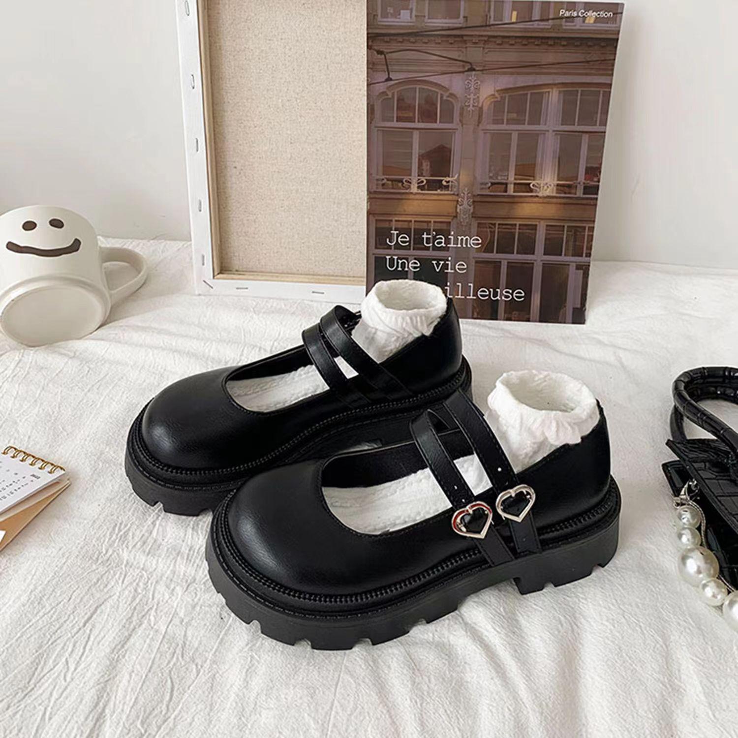 

Летние новые однотонные черные туфли с большой головкой, маленькие кожаные туфли в британском стиле, туфли Jk, студенческие туфли Мэри Джейн 36