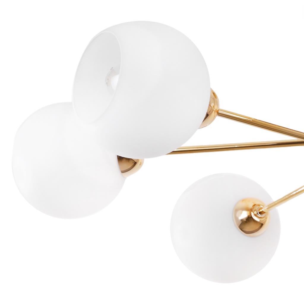 Asturia Gold Ceiling Lamp 6-Flat White Lampshade E27