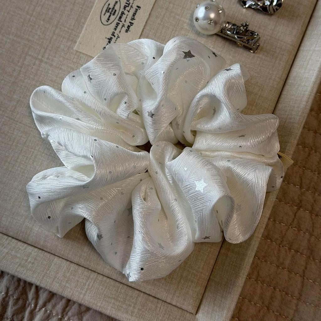 1PC Romantic Star Print Satin Scrunchies For Women Elegant Shiny Elastic Hair Ties Sweet Hair Accessories For Daily Party Wear