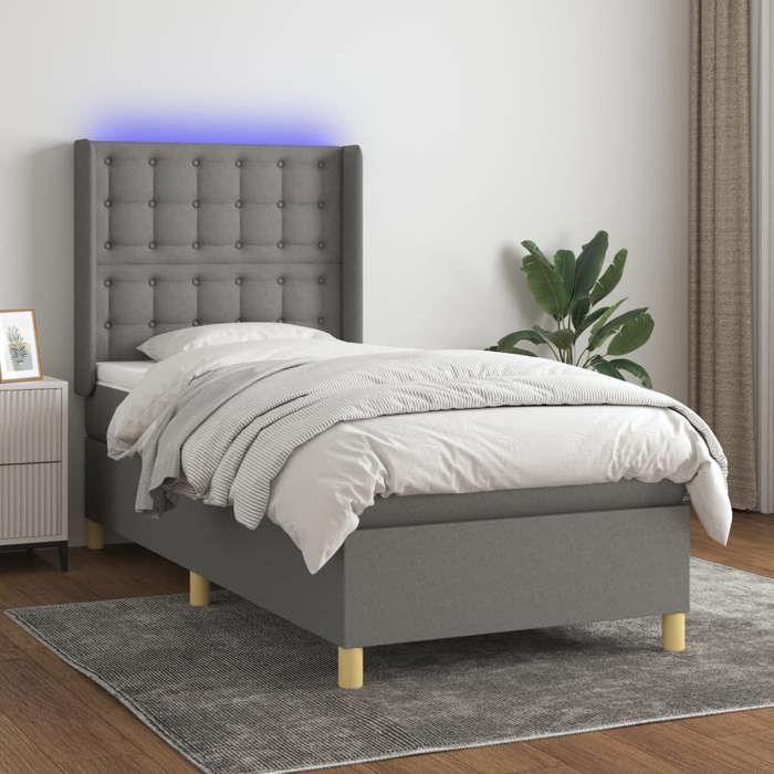 VidaXL Sommier à Lattes de Lit avec Matelas et LED, Lit Rembourré, Lit Simple, Lit Adulte de Chambre à Coucher Intérieur, 3139150