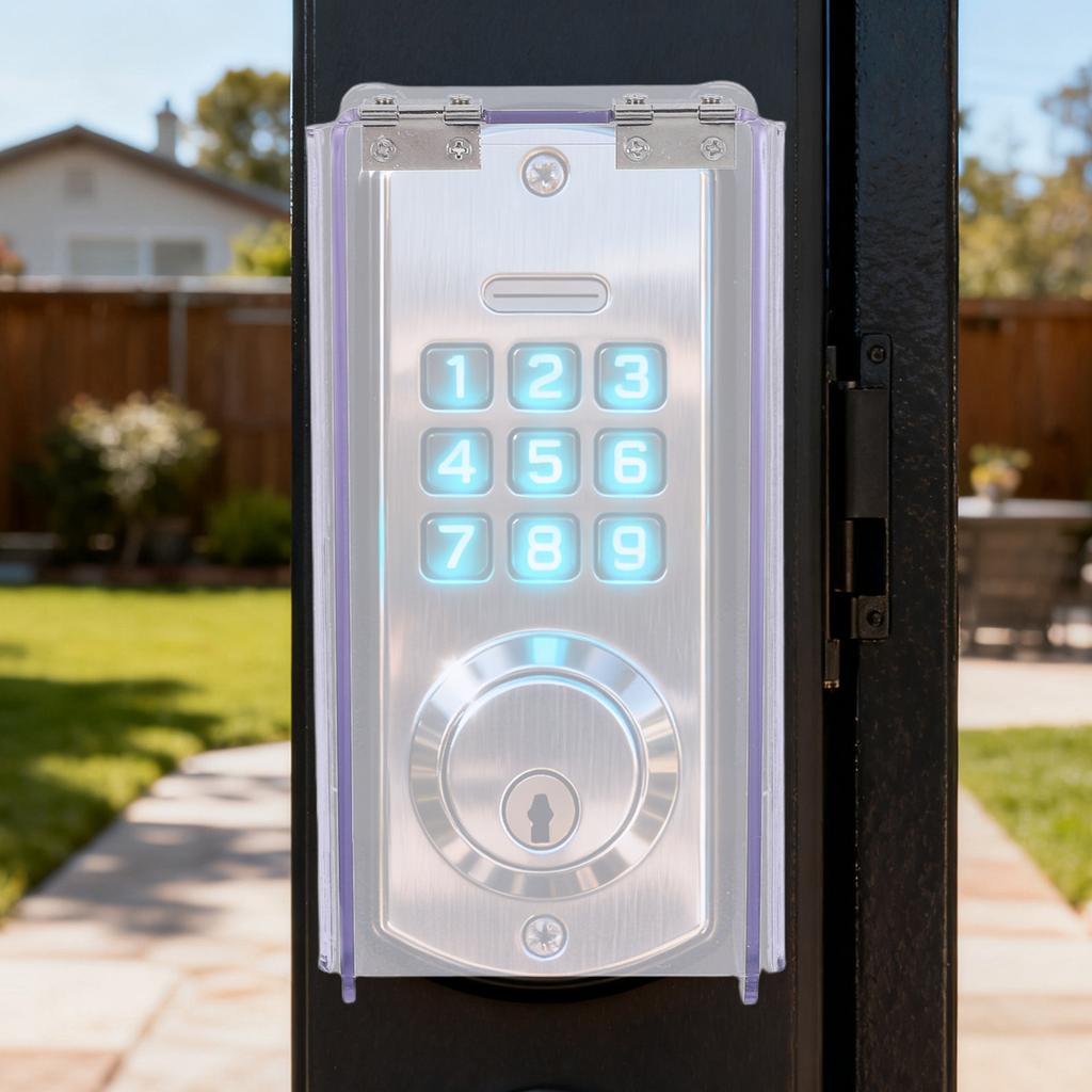Clear Plastic Lock Keypad Cover Outdoor Waterproof Flip Rain Shield Protective Case for Digital Locks Keypad Outdoor Enclosure