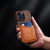 For iPhone 16 Pro Case PU Leather Card Slot Cloth Texture Hard PC Phone Cover