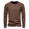 Men's Long-sleeved New Solid Color T-shirt, Casual Sports Round Neck Pure Cotton Letter-printed Long-sleeved Bottoming Shirt