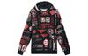 Jordan ESSENTIALS Sweat à capuche manches longues imprimé intégral doublé polaire Homme Noir/Rouge Campus HM7255-010