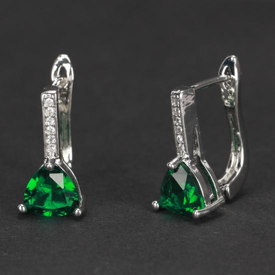 Elegant Women Faux Sapphire Rhinestone Inlaid Drop Huggie Earrings Eardrops