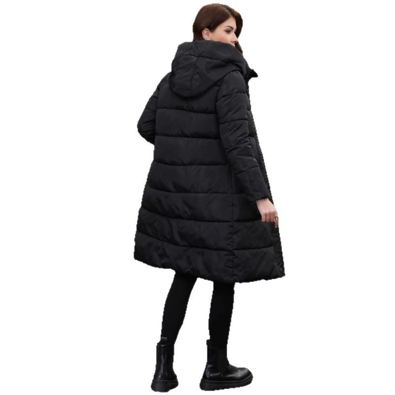 New Hooded Thick Cold-resistant Slim Long Cotton Coat