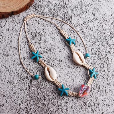 European and American Jewelry, Vacation Ocean Wind Woven Shell Woven Anklets, Beach Casual Retro Handmade Foot Accessories