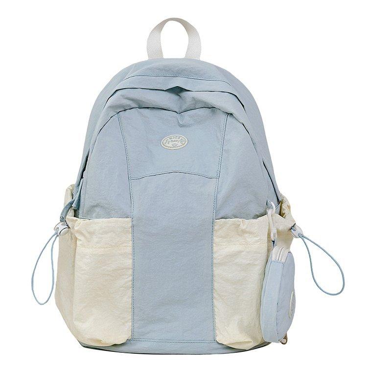 Schoolbag new cute small fresh lightweight simple contrasting color versatile large capacity schoolbag junior high school student travel backpack