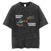 Bombardiro Crocodilo Crocodile Plane Bomber Funny Meme Washed Vintage T-shirt Men Women Casual Italian Brainrot Humor Style Tees