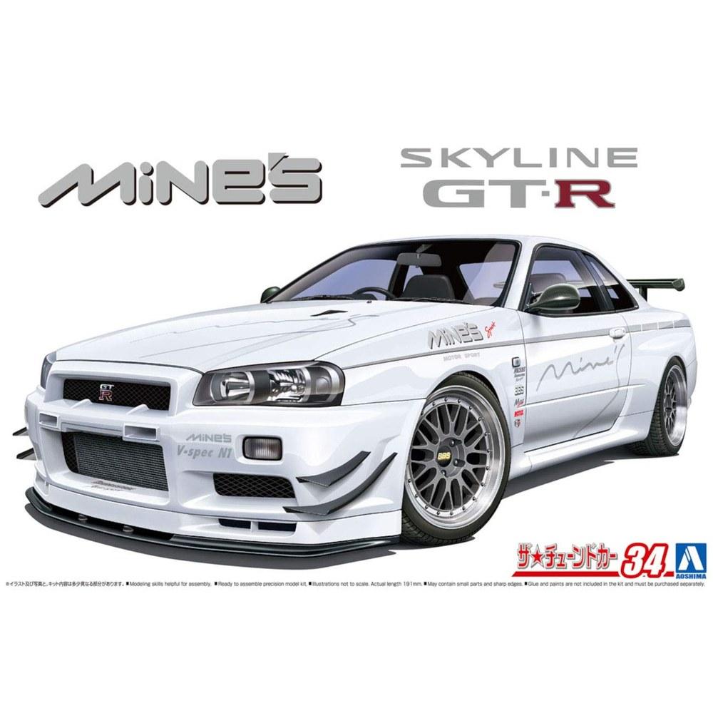 Aoshima 1/24 The Tuned Car Series No.34 Nissan Mines BNR34 Skyline GT-R 2002 Plastic Model Kit