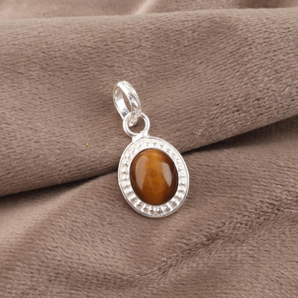 Yellow Tiger's Eye Gemstone Jewelry, 925 Solid Sterling Silver Jewelry, Handmade Pendant Gift For Women