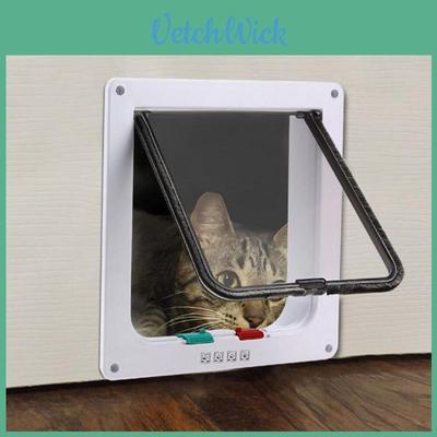 Versatile Cat And Dog Door In White Brown And Black With Secure Screen Insert