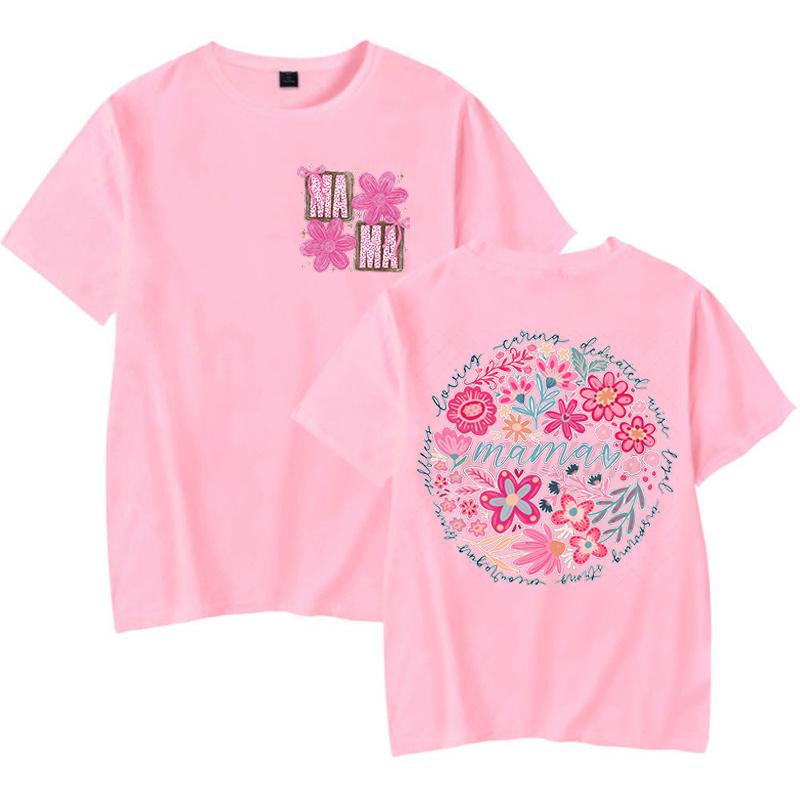 Happy Mother's Day Gift Funny T Shirts Vintage Flower Design T-Shirt for Women Retro Mother Summer Clothes Boho Floral Mama Tops