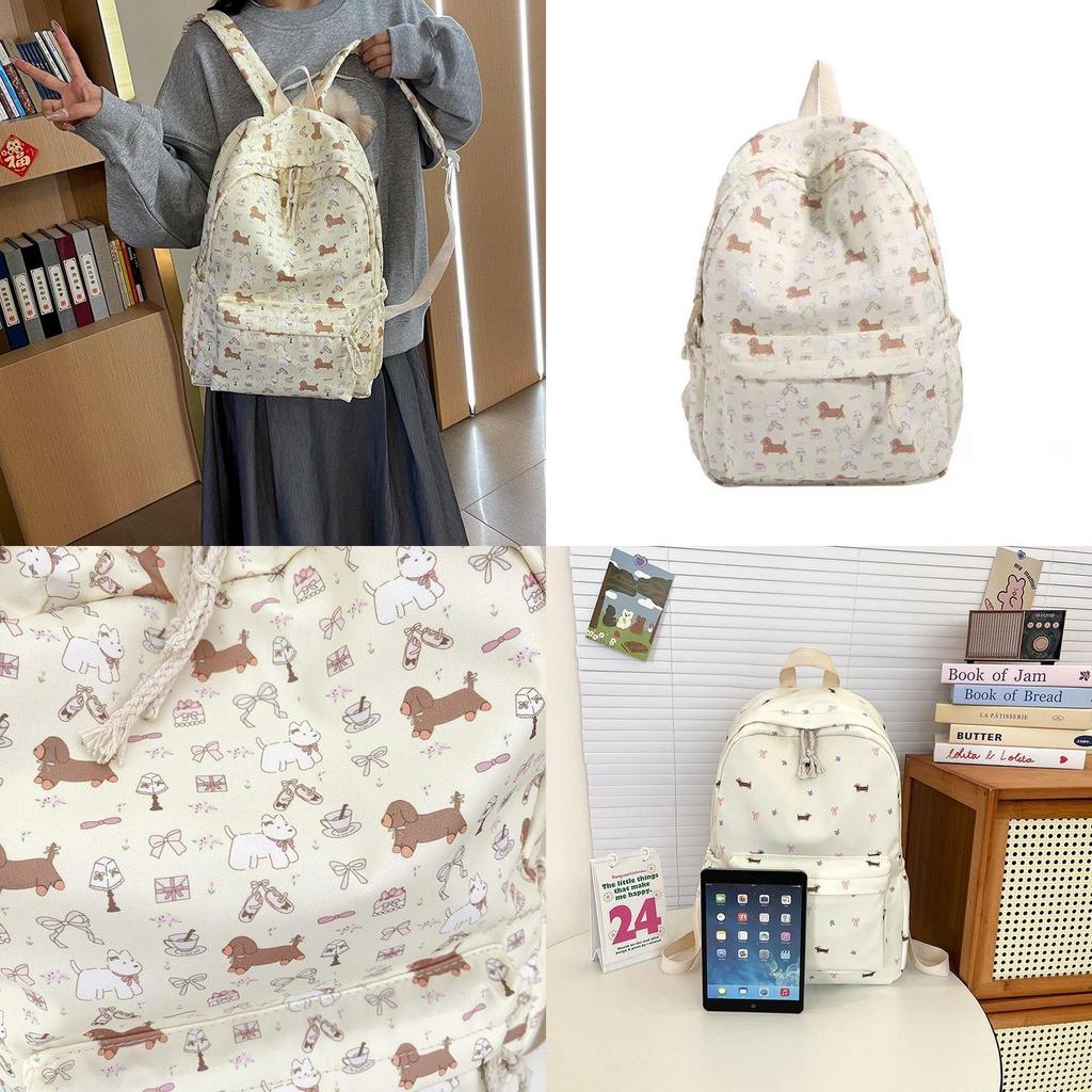 Japanese Ins Floral Dachshund Backpack With Cushion Straps For School And Travel
