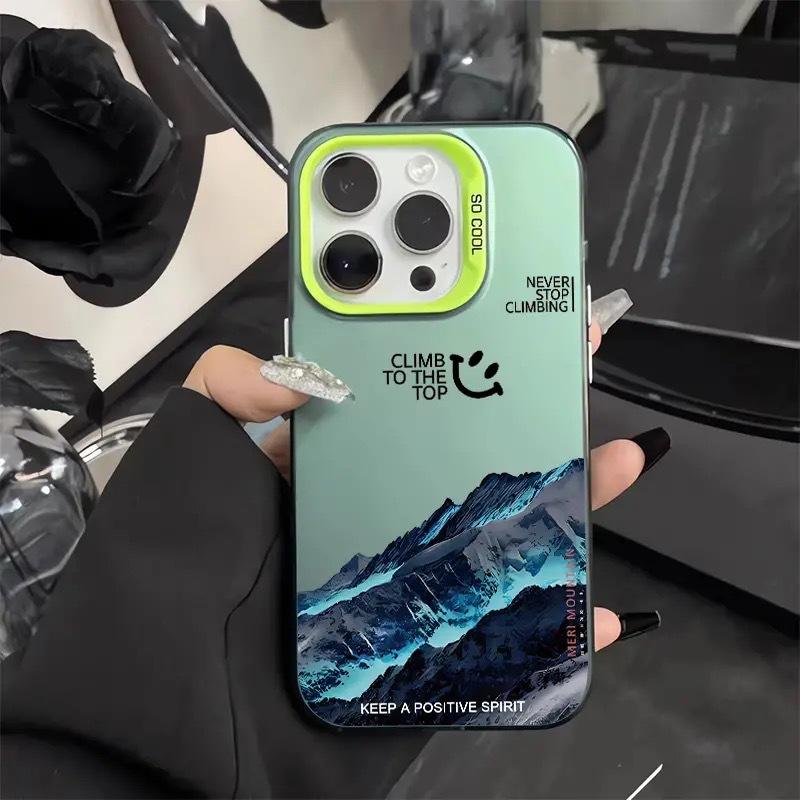 Snow Mountain iPhone 15 Pro Hülle für 14/13/12/11Xs Max/Xr/X. Laser-Apple-Design. Trendiger und stylischer Schutz für Ihr Mobiltelefon.