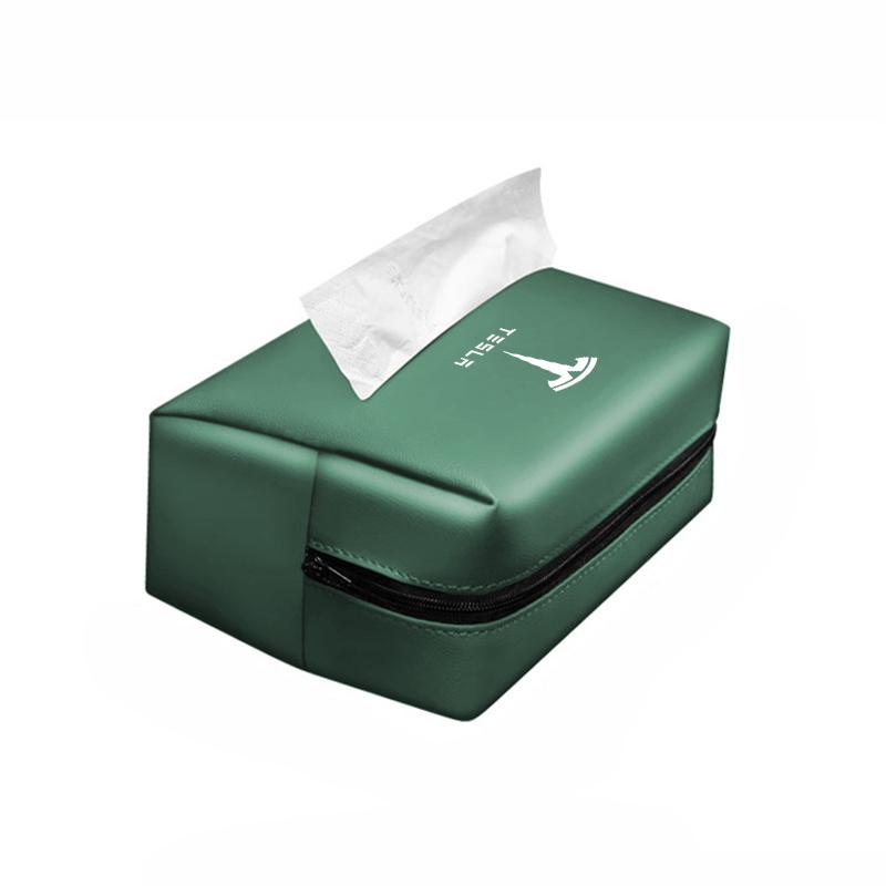 AAAIN1 Car Tissue Bag Leather Paper Towel Storage Box Accessories For Tesla Model-Y Model-3 Model-X Model-S Cybertruck Roadster SpaceX