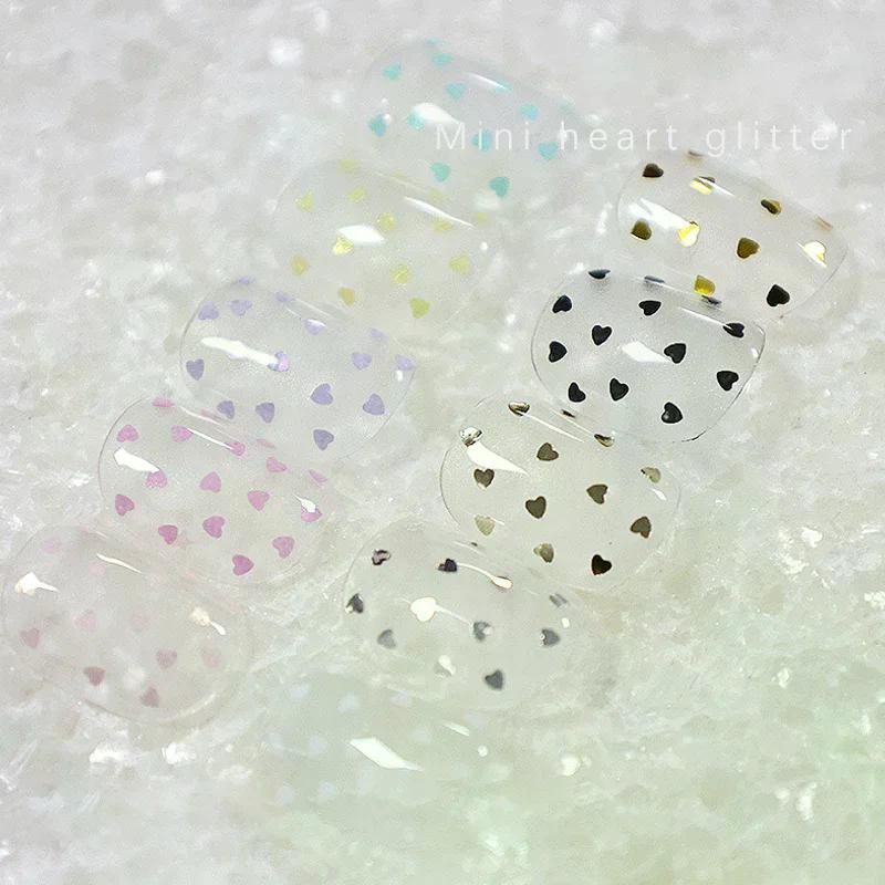1Jar 1mm Mini Sparkling Love Nail Glitter Sparkling Heart Nail Decoration Nail Salon Design Cute Accessories DIY Nail Art Design