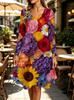 Spring Autumn Women Dress Casual Long Sleeve O-neck 3D Print Loose A-Line Dress Oversized Home Wear Robe