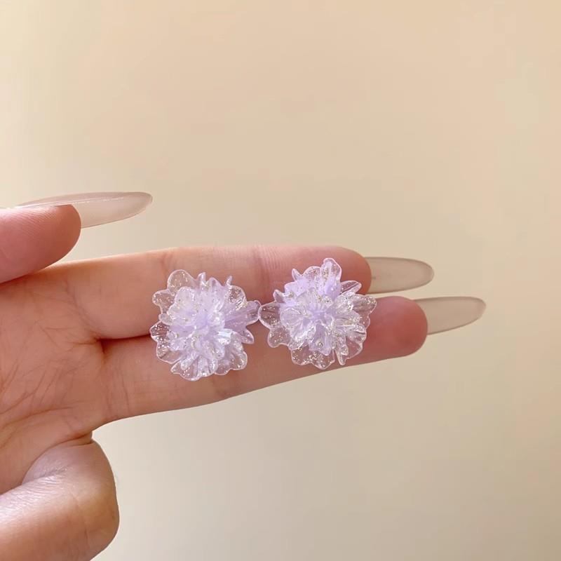 Dopamine Color Flower Stud Earrings Women's New High-end Feeling Small Fresh and Sweet Earrings Versatile High-value Trendy Earrings