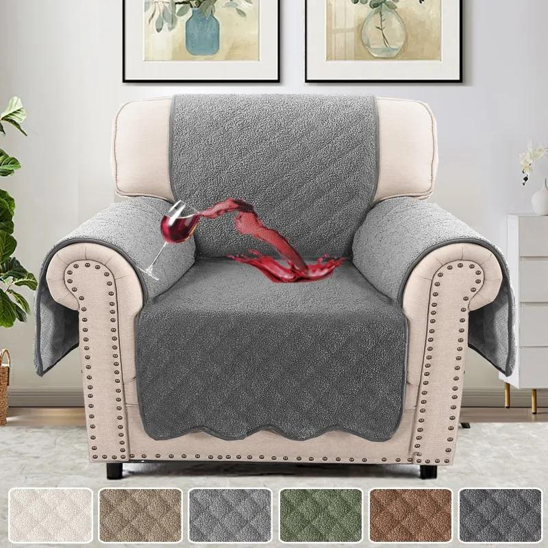 Нескользящая подложка и эластичные ремни Водонепроницаемые чехлы для кресел Флисовый чехол для дивана Плотная защита для мебели 1-Seater серый 8615₽