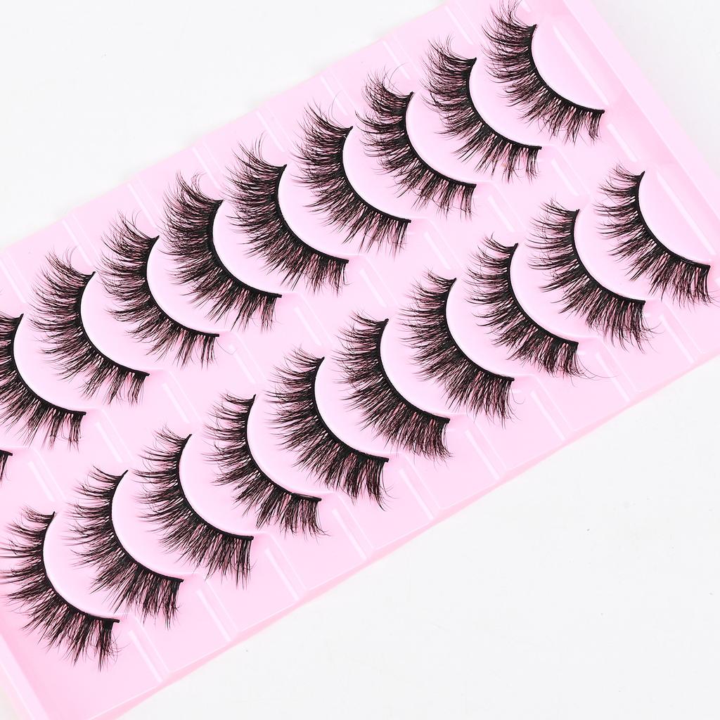 10 Paar Dicke Falsche Wimpern Dreidimensional Geschwungen Flauschig Hörnchenförmige Katzenaugen-Wimpern 2026