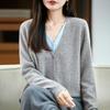 100% Wool Color Block V-Neck Women's Two-Piece Knit Cardigan Sweater - Autumn/Winter 2026