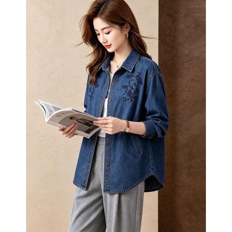 D.F.DEAR Women's Vine Embroidered Button-Down Shirt