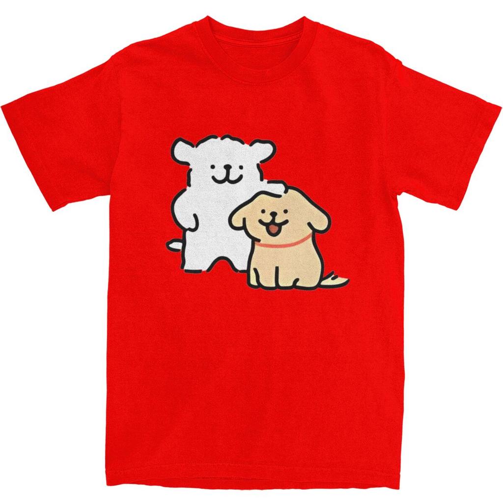 MINISO Cute Line Puppies Maltese Golden Retriever TShirt Short Sleeve Streetwear Tops Beach Cotton Breathable S3XL Clothing