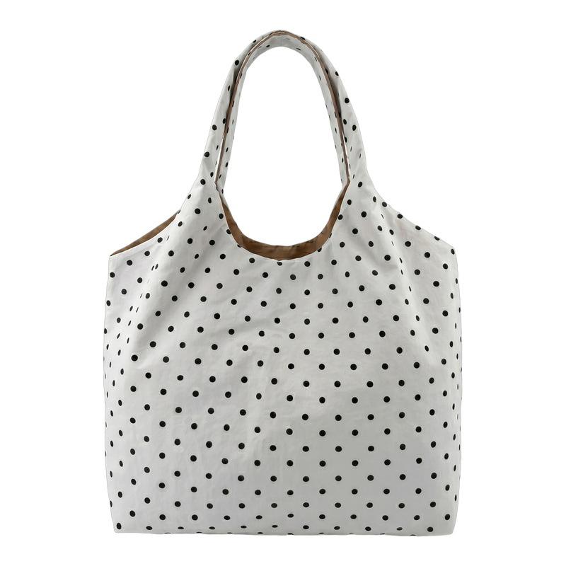 Koreanische Gepunktete Ein-Schulter-Canvas-Tragetasche - Große Handtasche für Damen für Studenten & Pendler