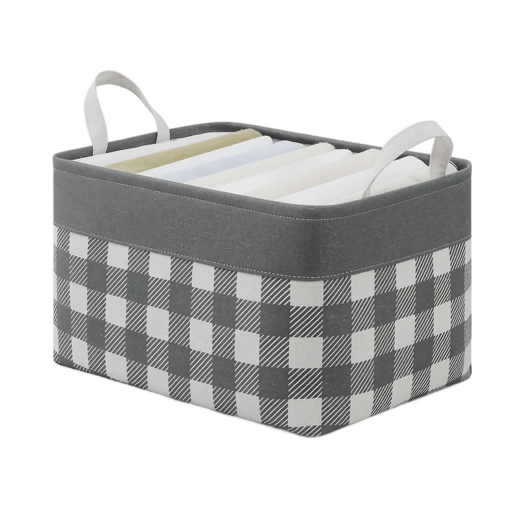 Foldable Fabric Storage Basket Medium Size 35x25x20cm with Handles for Organizing Household Items Durable and Lightweight Design