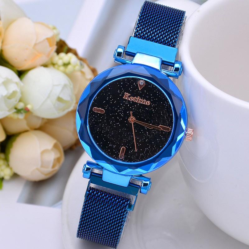 

Женские кварцевые часы из нержавеющей стали / Роскошь / Мода синий