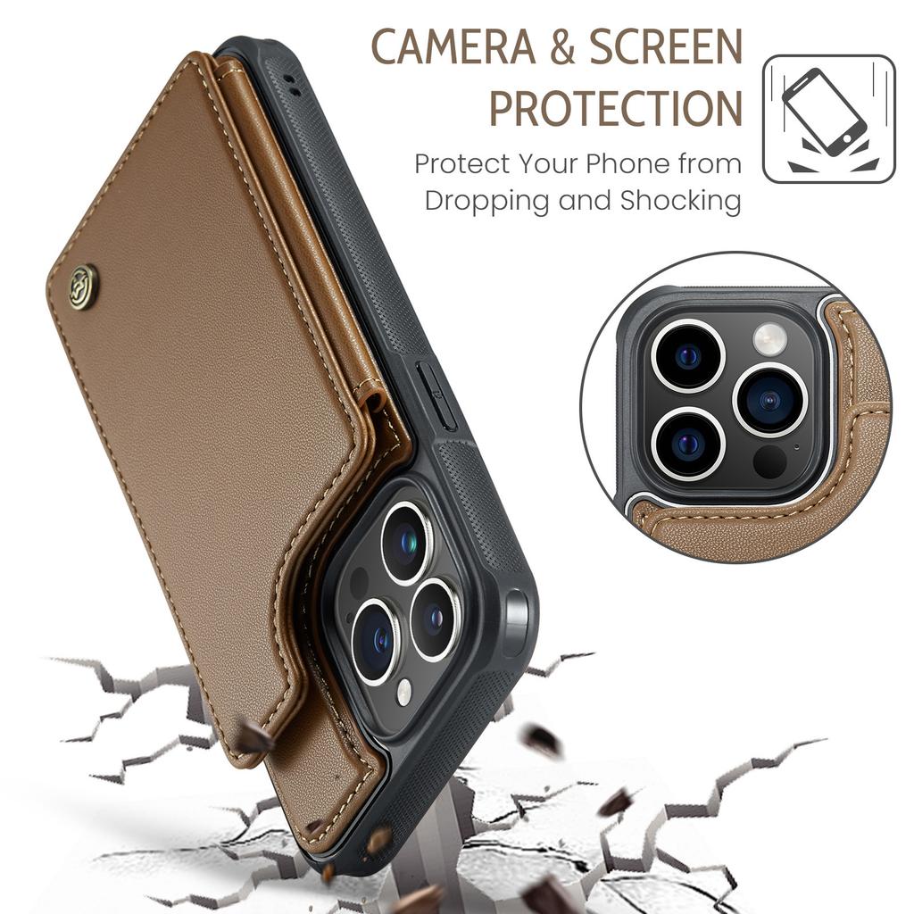 Compatible with iPhone 16 phone case, Apple 17 Pro flip phone case, RFID Samsung S25 card slot leather case