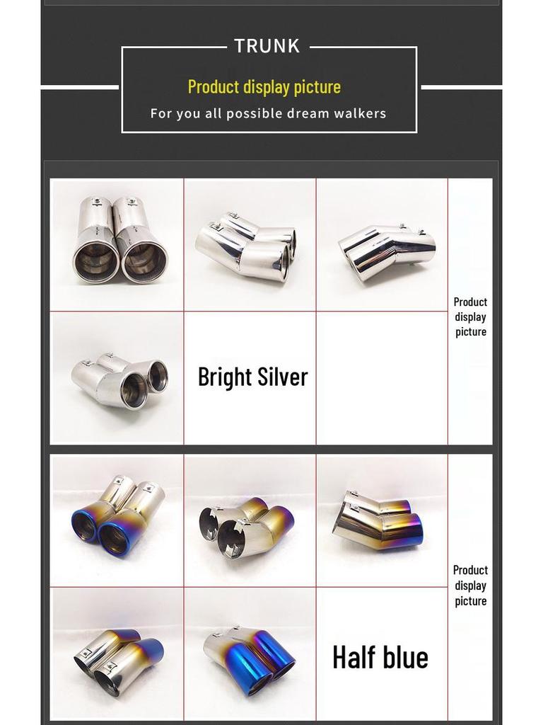 Bora Golf 4 Colorful Stainless Steel Dual Outlet Exhaust Muffler Tailpipe